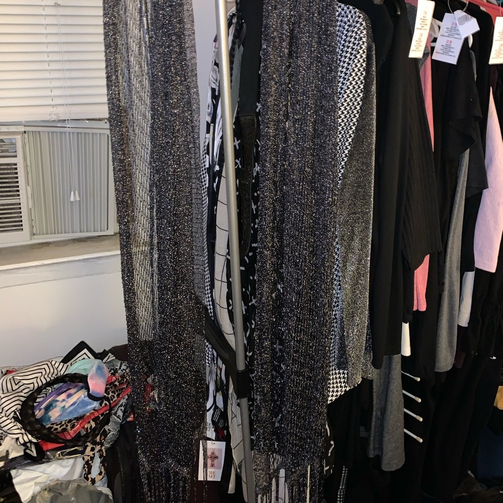 Sheer sparkly black scarf